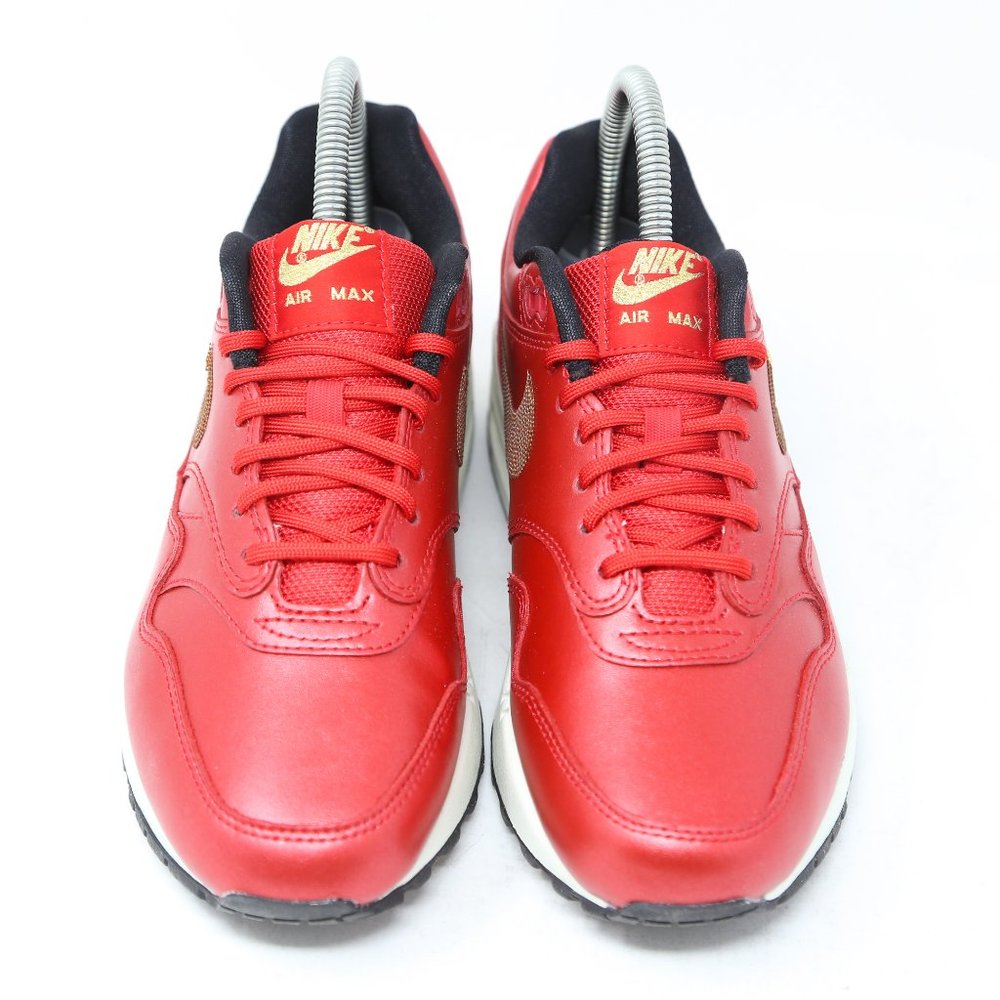 Nike Air Max 1 Womens Red Gold Sequin Leather 95 - Picture 4 of 11